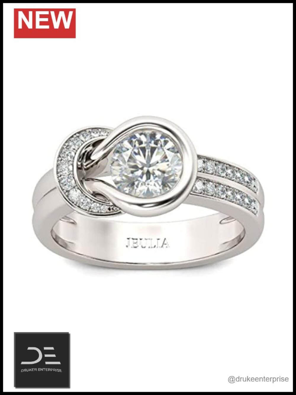 Sterling Silver Knot Round Cut Infinity Promise Ring Halo Engagement Statement